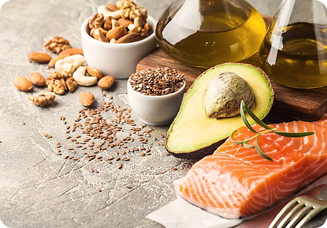 Gesunde Fette in der Nahrung Ungesättigte Fettsäuren in Lebensmitteln